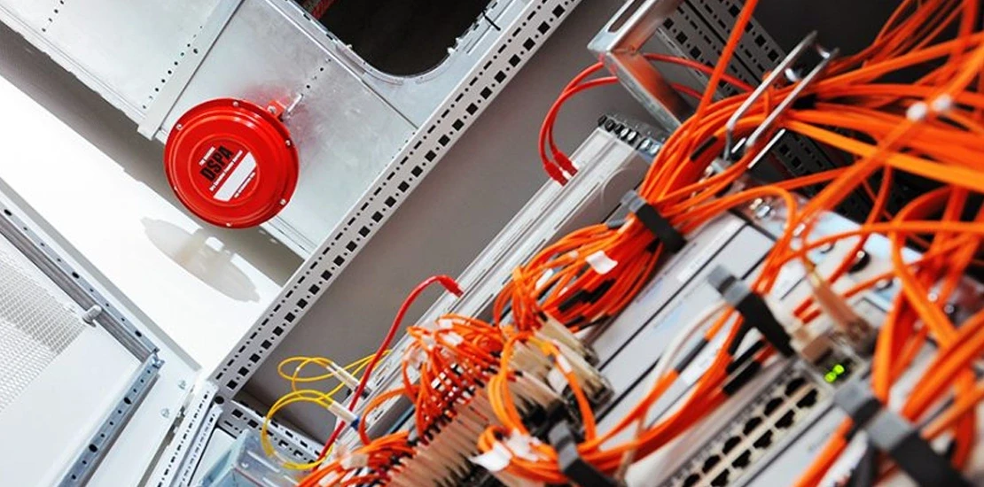 Clean agent suppression system installed in a server room to protect sensitive equipment
