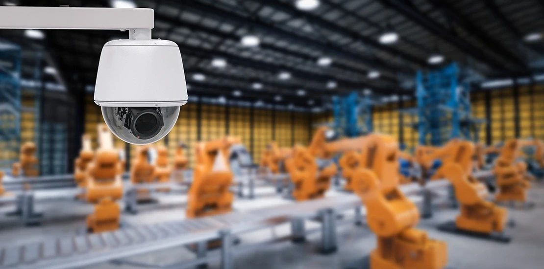 CCTV installation for factories showing cameras covering a main control room