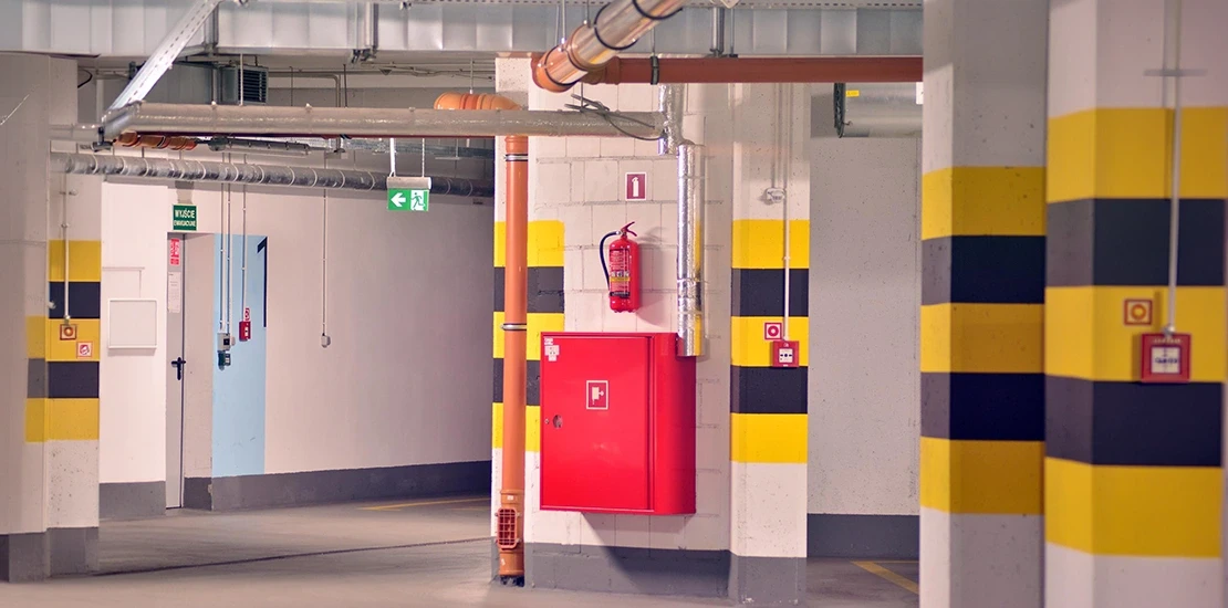 Fire alarm control panel installed in a mall meeting safety requirements in malls