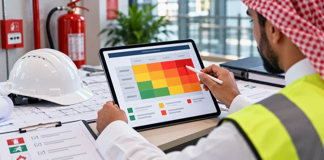 Risk matrix used in a fire risk assessment to rank fire hazards by likelihood and severity