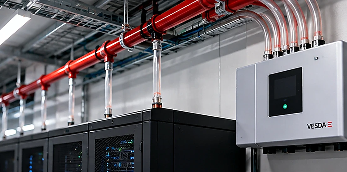 Aspirating smoke detection pipes above server racks as part of a server room fire suppression strategy